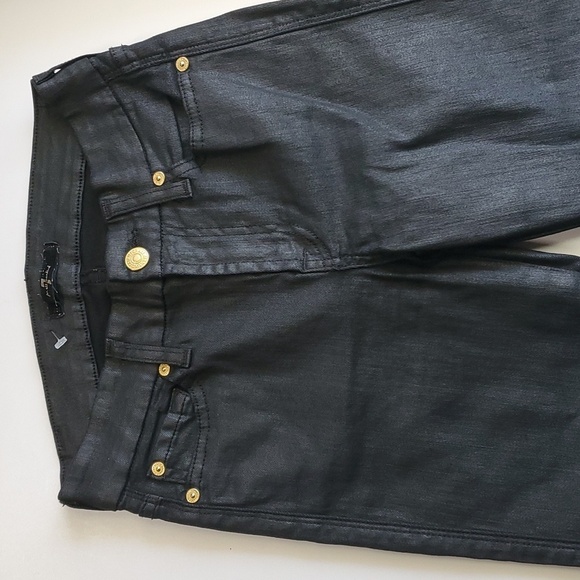 7 for all mankind jeans women's size 00 size 24 black zippered ankle wax… - Picture 5 of 16